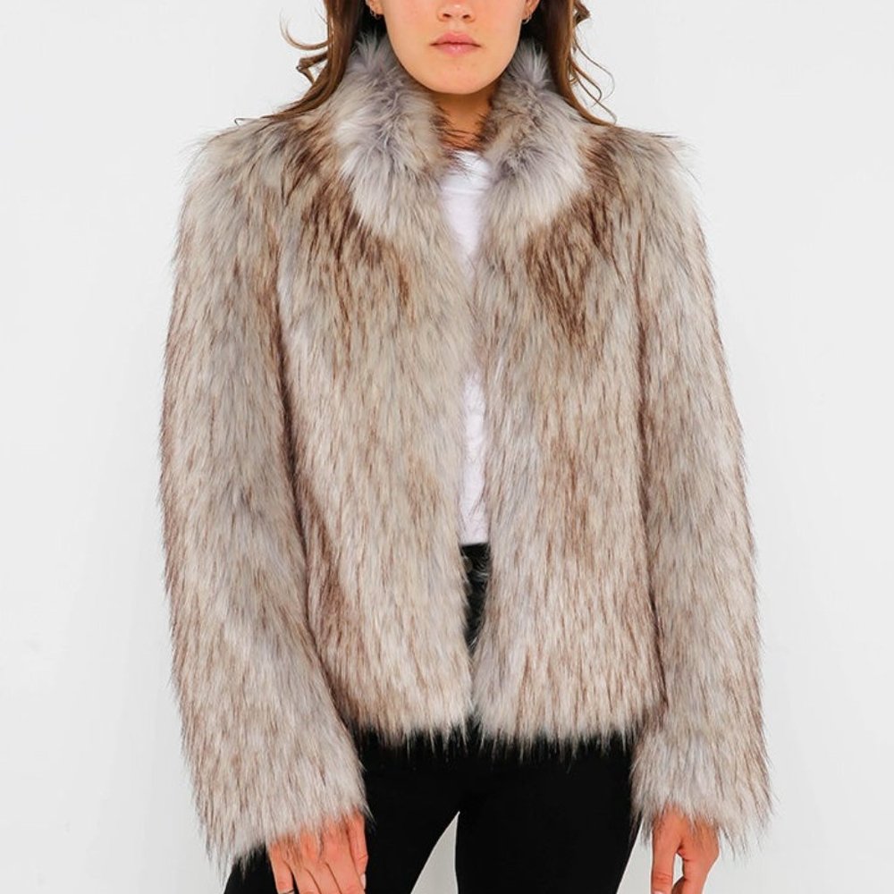 UNREAL FUR- FUR  DELISH JACKET IN NATURAL NWT- Large